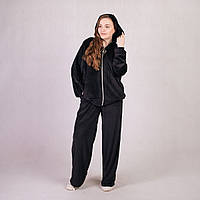 Молодіжний жіночий велюровий костюм "Style-Чорний" р. 46-54