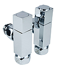Комплект кутових радіаторних кранів Raftec RV-5012 1/2" х 1/2" з накидною гайкою і квадратною ручкою, фото 2