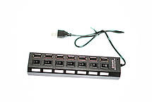 Usb hub хаб 2.0 7 портів із підсвіткою і вимикачами, фото 4