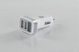 Автомобільний зарядний пристрій 2USB (12 / 24V - 5V 2,4A), LED Display, біле  DK-CT04W