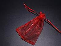 Подарункові мішечки з органзи на новий рік колір червоний. 11х16см