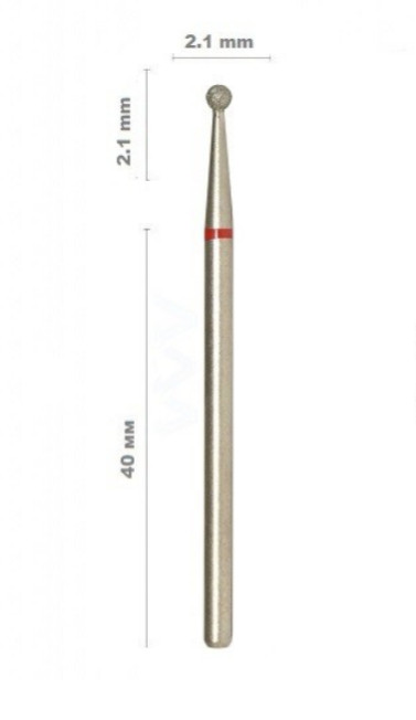 Бор насадка алмазна MILL кулька червоний 2,1 мм