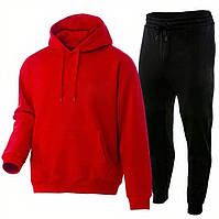 Комплект худі червоне + штани чорні зима