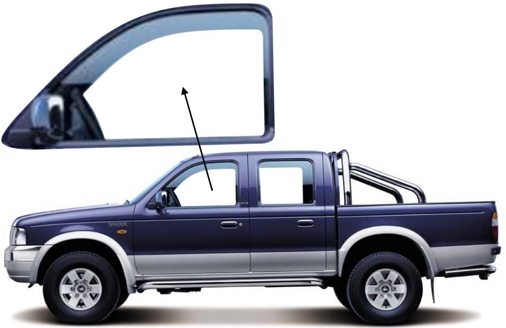 Бічне скло Ford Ranger 1999-2007 передніх дверей ліве