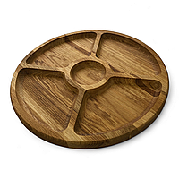 Менажниця дерев'яна 30 см. із Дуба Двостороння Кругла на 5 секцій