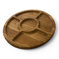 Менажниця дерев'яна 30 см. із Дуба Двостороння Кругла на 5 секцій