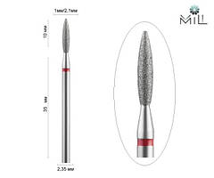 Бор насадка алмазная MILL пламя закругленное  красная 2,1мм