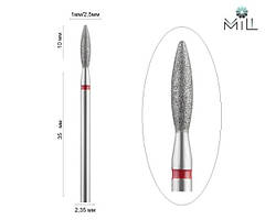 Бор насадка алмазная MILL пламя красная 2,5мм