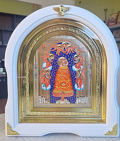 Ікона П.Б. Прибавлення Ума в білому арковому киті з декоративними куточками, розмір 28×25, подарункова коробка