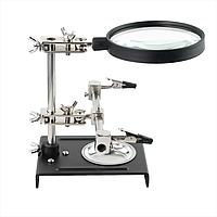 Третя рука для паяння або дрібних робіт TE-809, лупа 90 мм