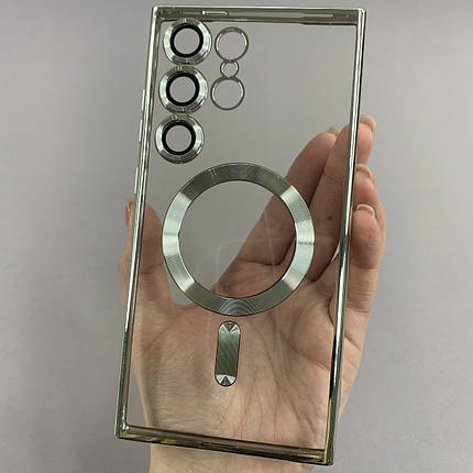Чохол для Samsung Galaxy S24 Ultra чохол з магсейф із захистом камери на самсунг с24 ультра срібний h3b, фото 1