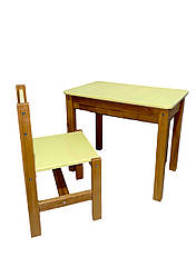 Дитячий комплект: стіл та стілець з натурального дерева. Комплект для творчості. Дитячий набір меблів