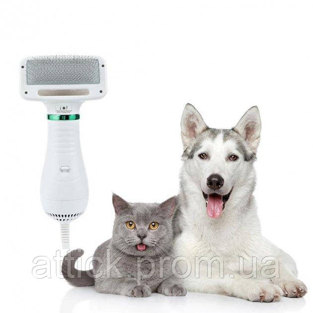 Щётка фен для шерсти собак и кошек 2в1 PET Grooming Dryer WN-10 массажёр расчёска для груминга животных at - фото 2 - id-p2129652162