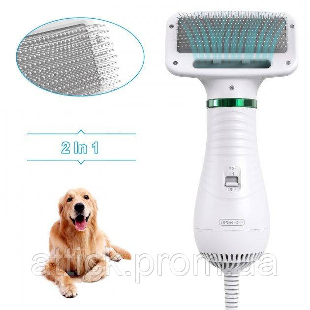 Щётка фен для шерсти собак и кошек 2в1 PET Grooming Dryer WN-10 массажёр расчёска для груминга животных at - фото 7 - id-p2129652162
