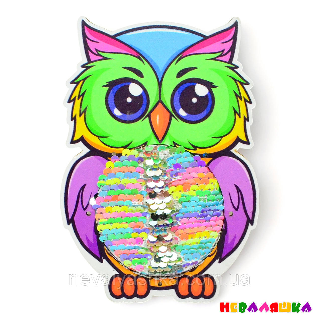 Заготовка для Бізіборду Сова з Паєтками 17 см, Совушка + Паєтки Блискітки ЛДВП
