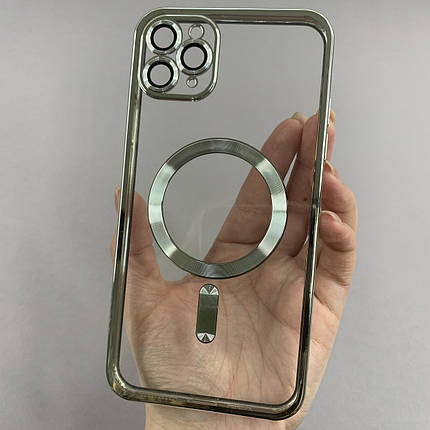 Чохол для Apple iPhone 11 Pro Max чохол з магсейф із захистом камери на телефон айфон 11 про макс срібний h3b, фото 1