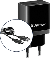 Мережевий зарядний пристрій Defender UPC-11, Black, 1xUSB, 2.1A, 5V, кабель microUSB, захист від