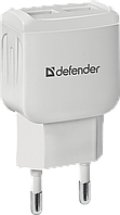 Мережевий зарядний пристрій Defender UPA-22 White, 2xUSB, 2.1A/5V, захист від перевантаження і короткого