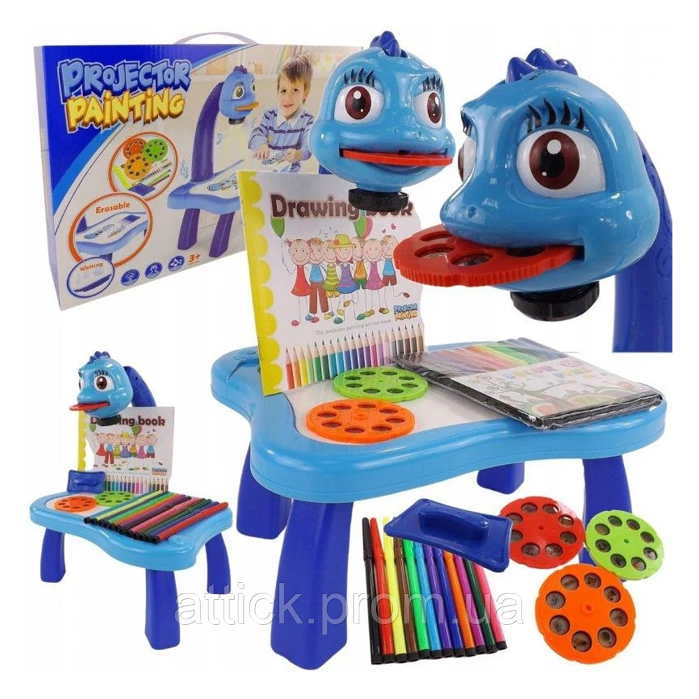 Детский стол проектор для рисования со светодиодной подсветкой, синий at - фото 1 - id-p2129652256