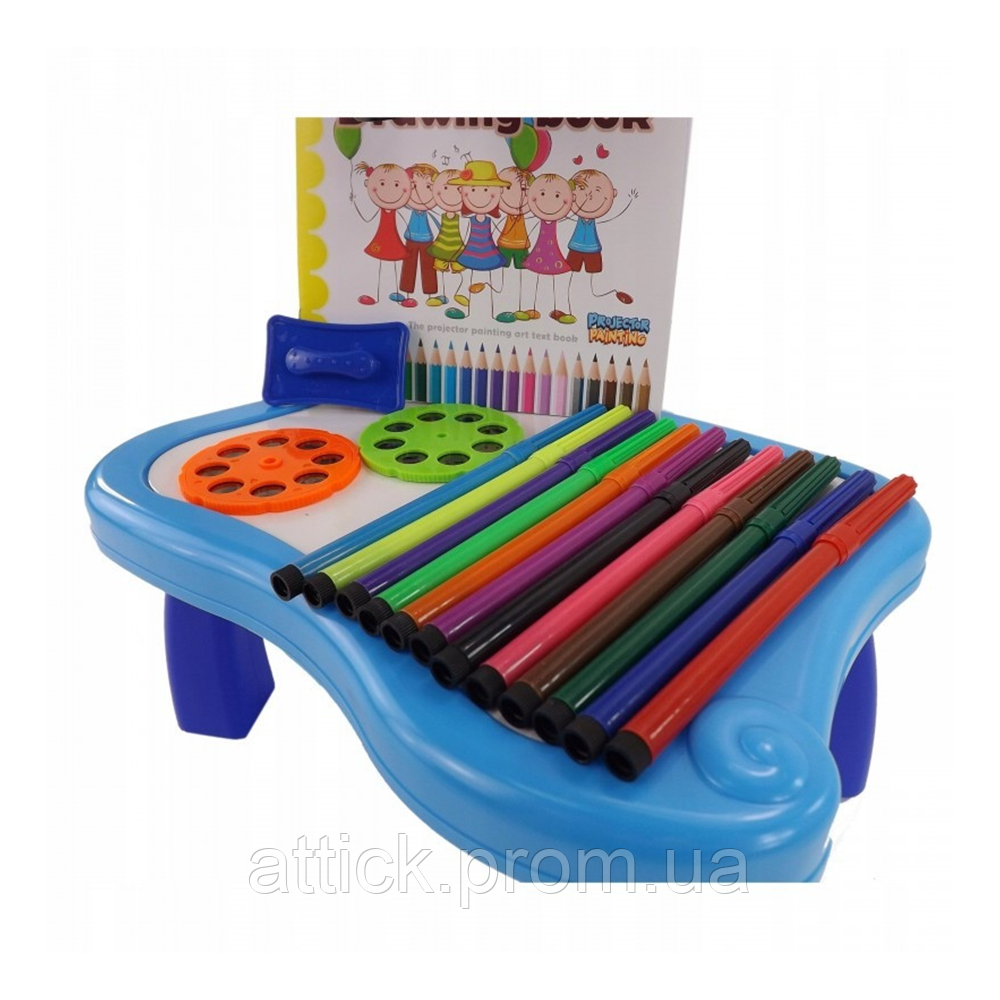 Детский стол проектор для рисования со светодиодной подсветкой, синий at - фото 5 - id-p2129652256
