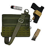 Чоловіча сумка через плече тактична, олива з патч панеллю, матеріал Оксфорд, фото 2
