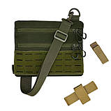 Чоловіча сумка через плече тактична, олива з патч панеллю, матеріал Оксфорд, фото 4