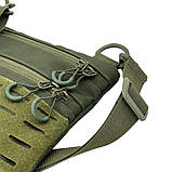 Чоловіча сумка через плече тактична, олива з патч панеллю, матеріал Оксфорд, фото 6