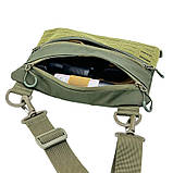 Чоловіча сумка через плече тактична, олива з патч панеллю, матеріал Оксфорд, фото 5