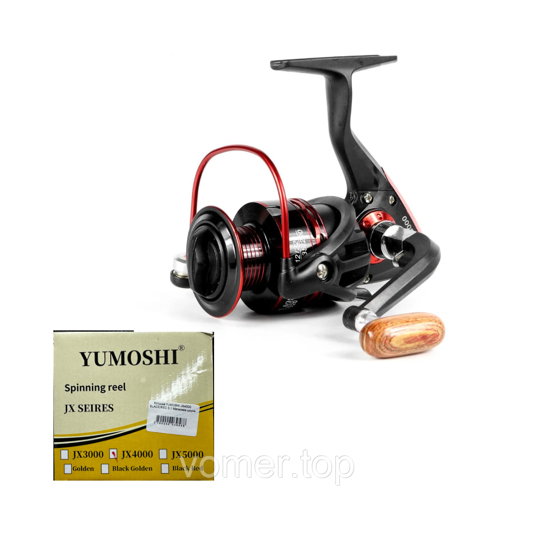 Котушка YUMOSHI JX3000 BLACK/RED 5:1 Металева шпуля