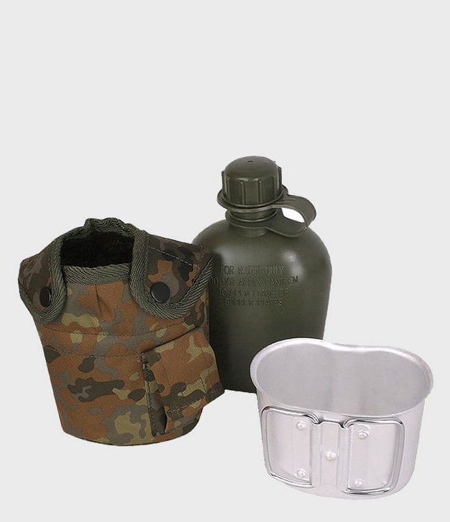 Фляга з кухлем у чохлі Mil-Tec 1 л flecktarn 14506021, фото 1