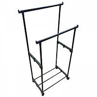 Стойка-вешалка для одежды и обуви в гардеробную Double Pole Clothes Horse Mini Чёрная