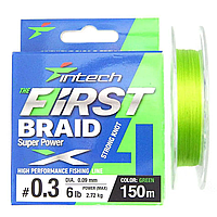 Шнур Intech First Braid X4 Green 100m(2.5/34lb/15kg)0.26