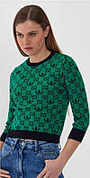 Пуловер с рисунком хлопок зеленый