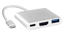 Док-станція USB3.1 Type-C --> HDMI/USB3.0/Type-C (F), кабель 0.1м, OEM (S0733)