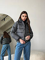 Жіноча куртка демісезонна сіра до -5°С Cristal Вітровка без капюшона весняна осіння (B)