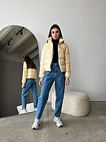 Жіноча куртка демісезонна молочна до -5°С Cristal Вітровка без капюшона весняна осіння (B)