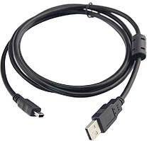 Кабель USB AM-mini BM 5pin, 1.8 м, з феритом, чорний