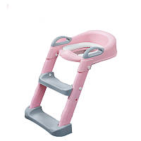 Накладка на унитаз с лесенкой Baby Assistant DA6900 Розово-серый US, код: 7420277