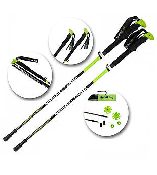 Палиці трекінгові Viking Terve Poles Alu 110-130 см Black/Green