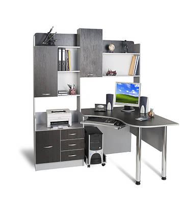 Угловой компьютерный стол со шкафом | Сравнить цены и купить по акции ...