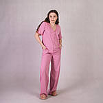Трикотажна піжама рожева зі штаньми, літня 2133, фото 3