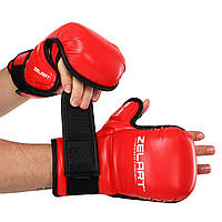 Перчатки для ММА смешанных единоборств искусственная кожа ZELART BO-4612 Красные XL