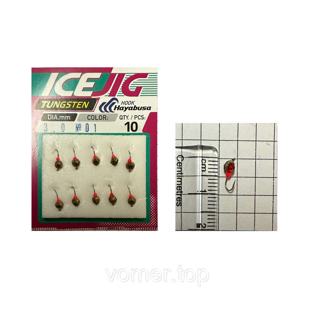 Мормишка Intech Ice Jig Напівкристал з петелькою 0,19г D-3мм(10шт) (№01 золото)