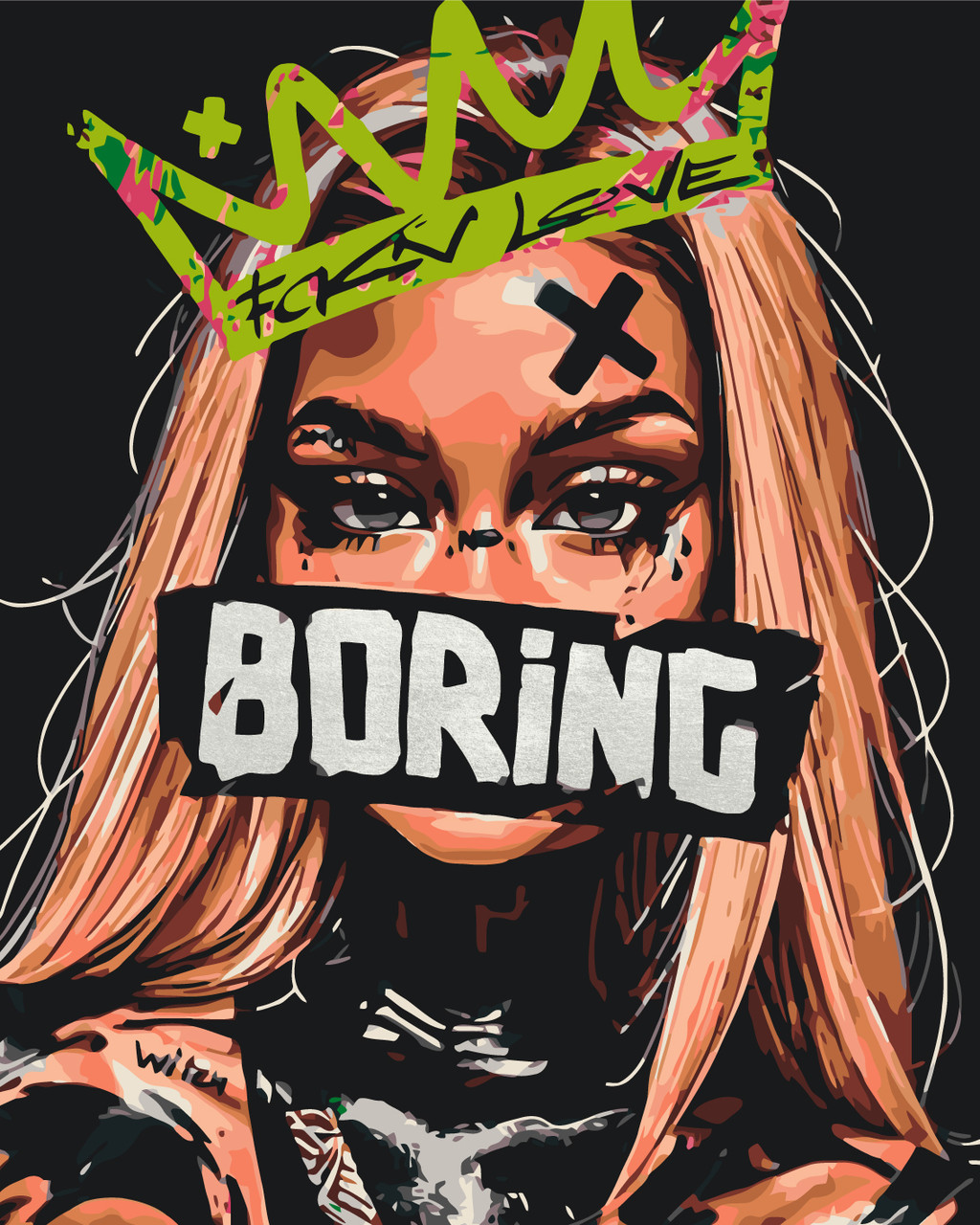 Картина за номерами Люди. Сумна дівчина з фарбами металік (срібло) 40*50 см Орігамі LW 3312, фото 1