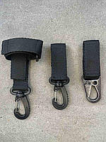 Набор тактических карабинов на стропе черный / Комплект карабины+держатель для перчаток