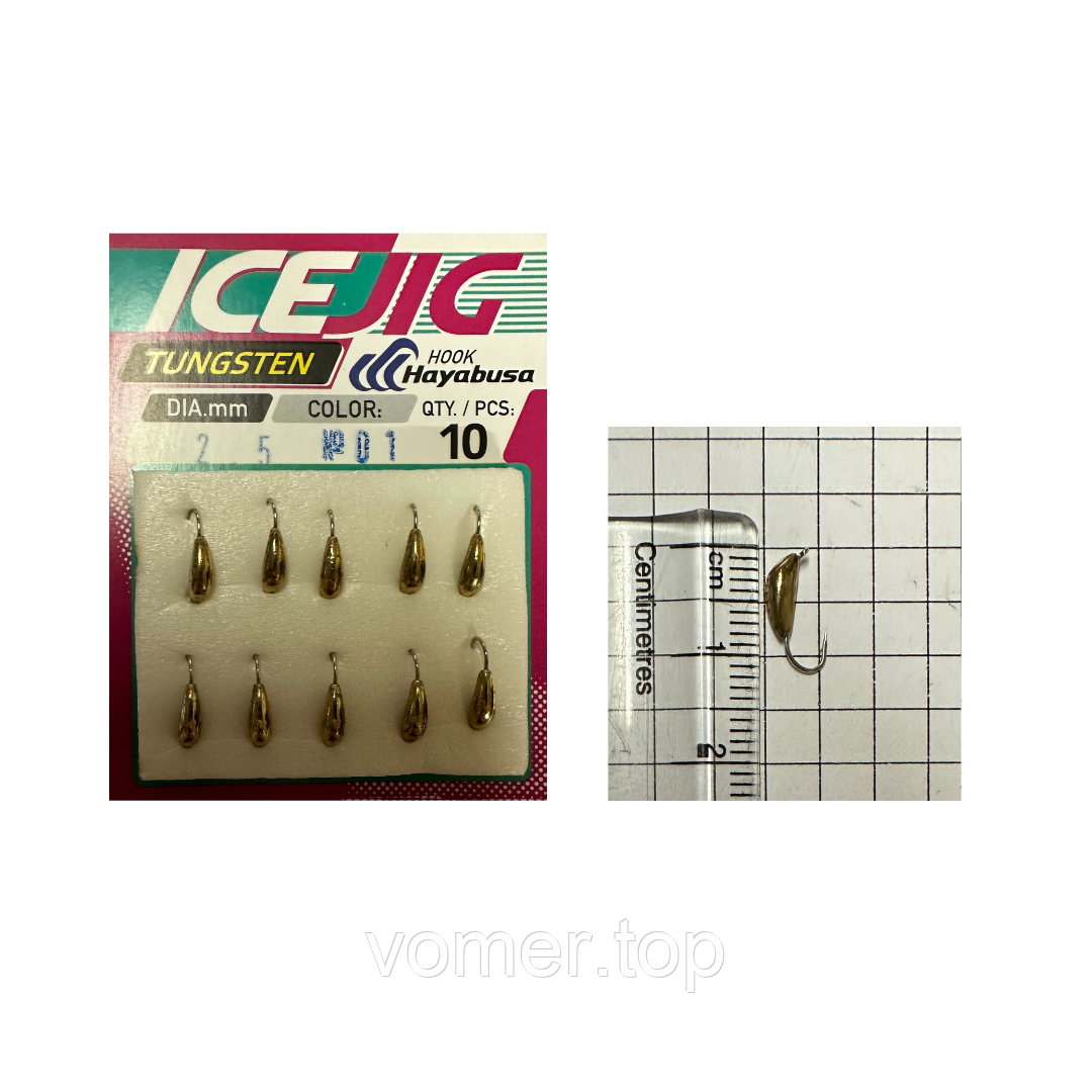 Мормишка Intech Ice Jig Рижский банан з петелькою 0,49г L-7мм(10шт) (№01 золото)
