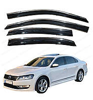 Дефлекторы окон VW PASSAT B7 USA 2011 г.в. С хром молдингом\ Ветровики Фольксваген Пассат Б7 хром