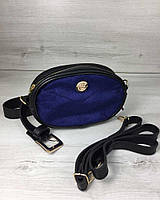 Женская сумка на пояс WeLassie Бархат Черно-синяя (65-60206)