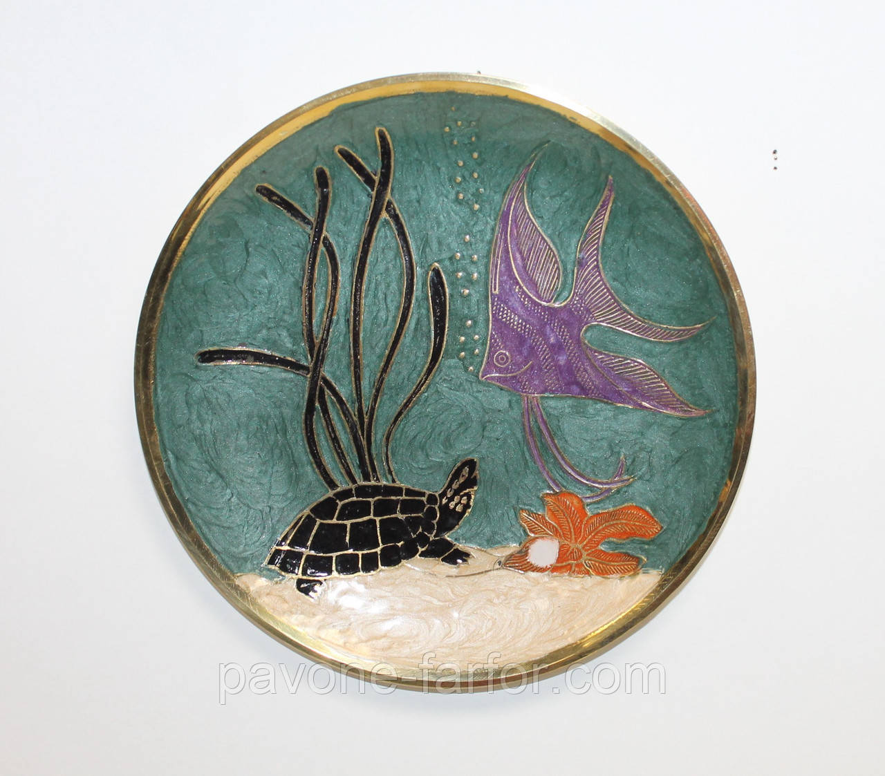 Настінна декоративна тарілка з латуні Морська