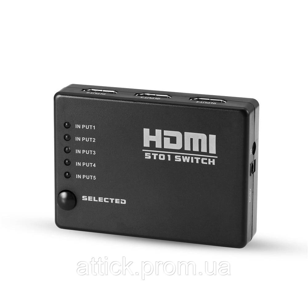 HDMI-переключатель Dellta HS55 на 5 портов HDMI switch с пультом ДУ (3843) at - фото 2 - id-p2129656220